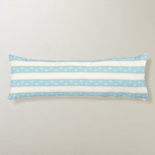 Cat Paw Prints Pale Blue & Antique White Stripes Body Cushion