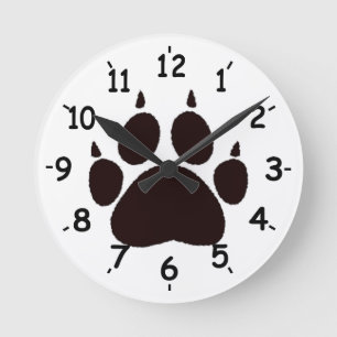 Cat Paw Prints Round Clock