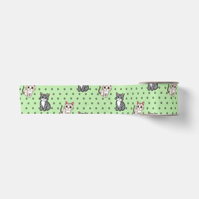 Cat Paw Prints Satin Ribbon (Front)