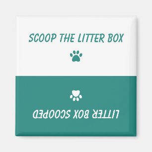 Cat Paw Prints Simple Teal Green Reversible Magnet