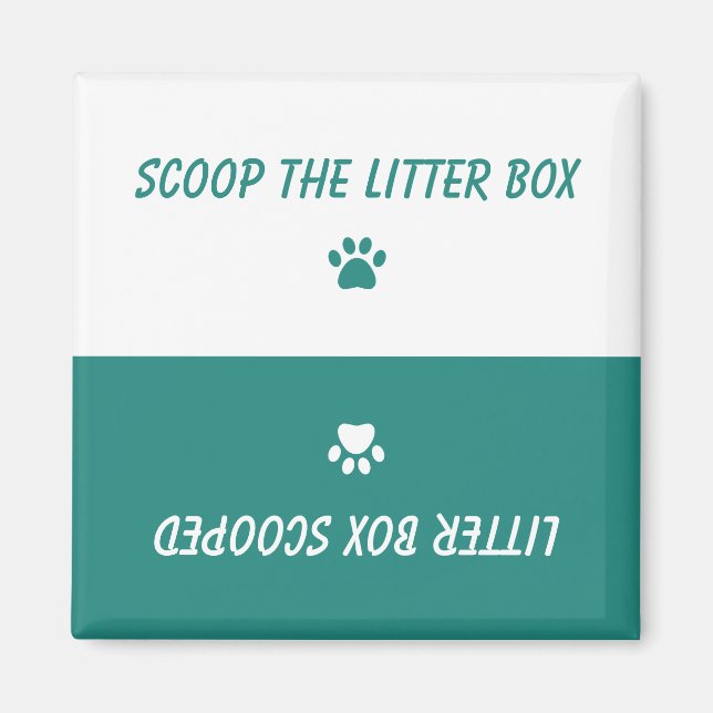 Cat Paw Prints Simple Teal Green Reversible Magnet (Front)