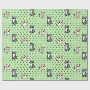 Cat Paw Prints Wrapping Paper