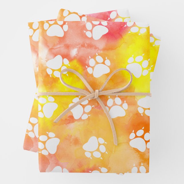 Cat Paw Prints Wrapping Paper Sheet (In situ)