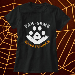 Cat Paw Spooky Groove Modern Personalise Halloween T-Shirt