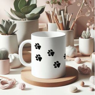 Cat Paw Trace Pattern Customisable Coffee Mug