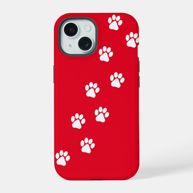 Cat Paw Trace Pattern Customisable iPhone 15 Case (Back)