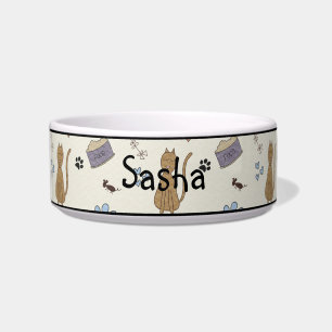Cat Paws and Mice Kitty Personalised Pet Bowl