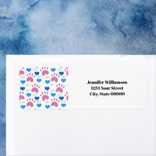 Cat Paws Hearts Pink Personalize Return Address Label