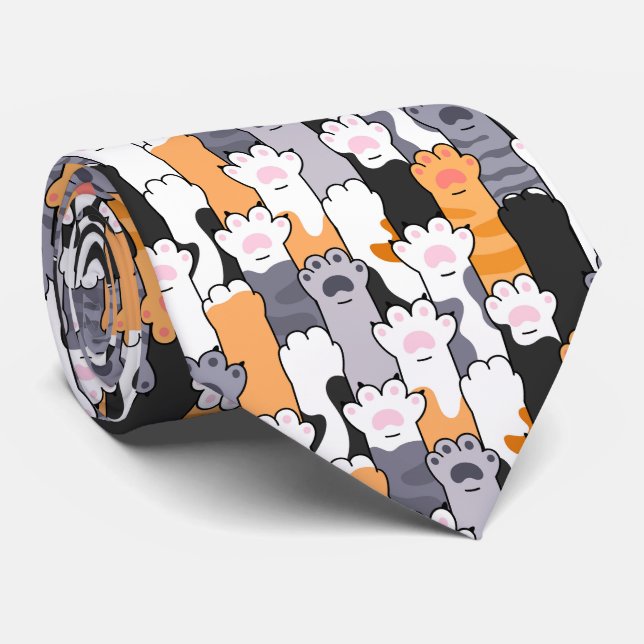 Cat Paws Pattern Tie (Rolled)