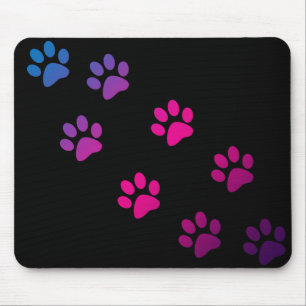 Cat Paws Pink Blue Purple Ombre Black Cute Mouse Pad