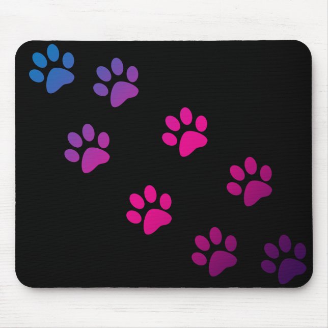 Cat Paws Pink Blue Purple Ombre Black Cute Mouse Pad (Front)