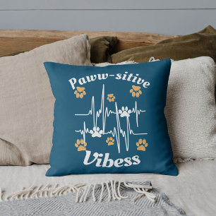 Cat Paws Vibes Cuddles On Cute Modern Funny Blue Cushion