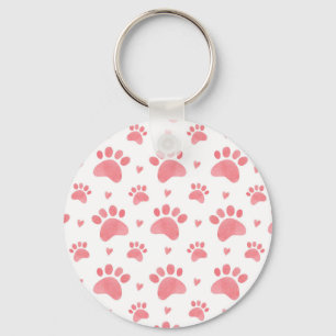 Cat Paws Watercolor Pattern Key Ring