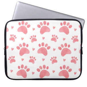 Cat Paws Watercolor Pattern Laptop Sleeve