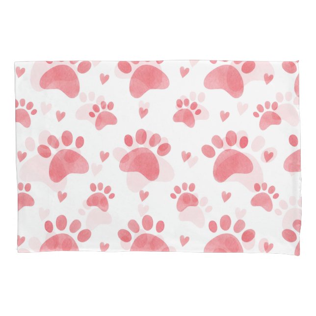 Cat Paws Watercolor Pattern Pillowcase (Front)
