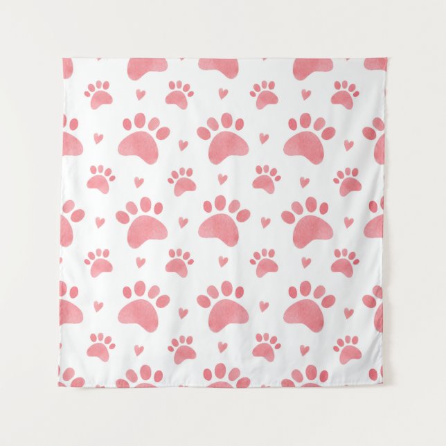 Cat Paws Watercolor Pattern Tapestry (Front)