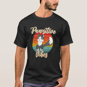 Cat Pawsitive Positive Vibes Retro Style T-Shirt