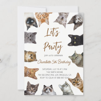  Cat Pawty birthday invitation