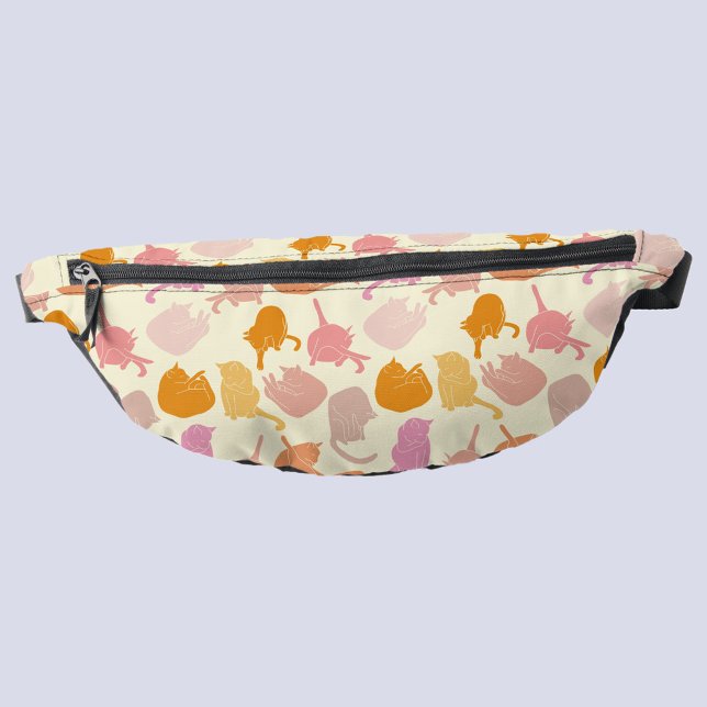 Cat Peach Pink Orange Pattern Bum Bags (Fun kitty cat pattern peach orange cream fanny pack)
