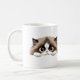 Cat Peeking Cute Adorable Funny Animal Cartoon Pet Coffee Mug