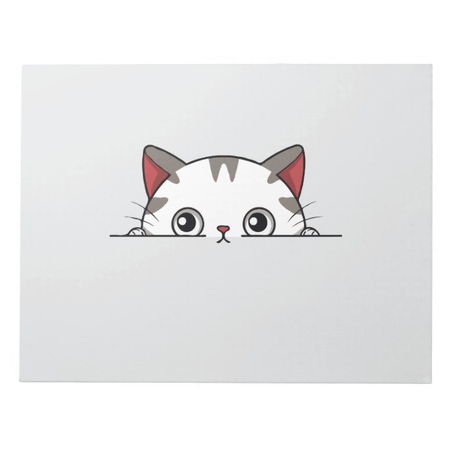 Cat Peeking Cute Adorable Funny Animal Cartoon Pet Notepad (Front)