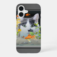 Cat Peering in Fish Tank Custom Cat Photo