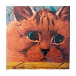 Cat Peering Over Wall, Louis Wain Ceramic Tile