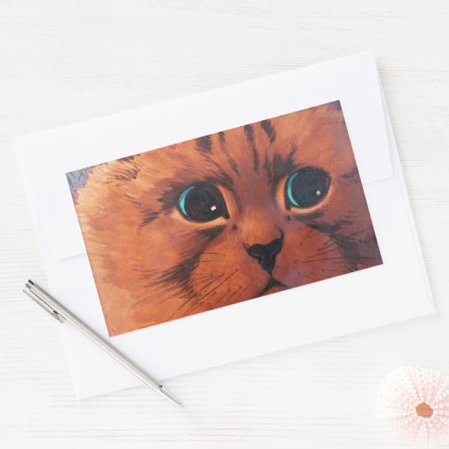 Cat Peering Over Wall, Louis Wain Rectangular Sticker (Envelope)