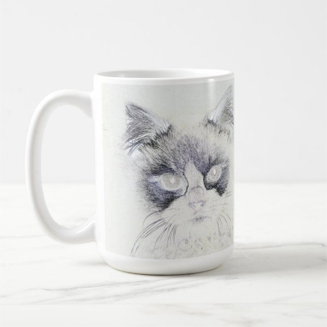Cat pencil sketch coffee mug (Left)