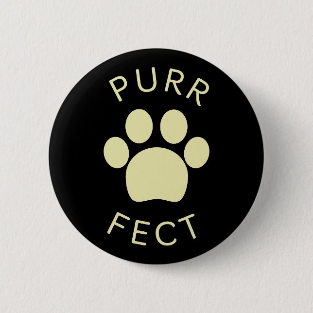 Cat Perfect Beige Purr Paw Print 6 Cm Round Badge (Front)