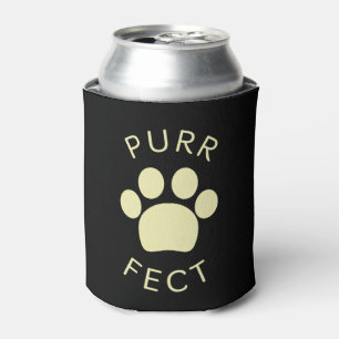 Cat Perfect Beige Purr Paw Print Can Cooler