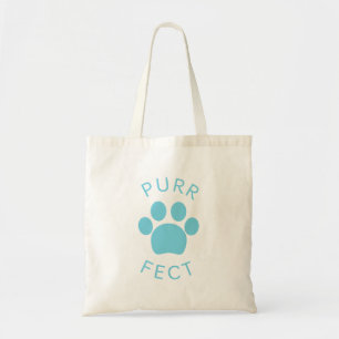 Cat Perfect Blue Purr Paw Print Tote Bag