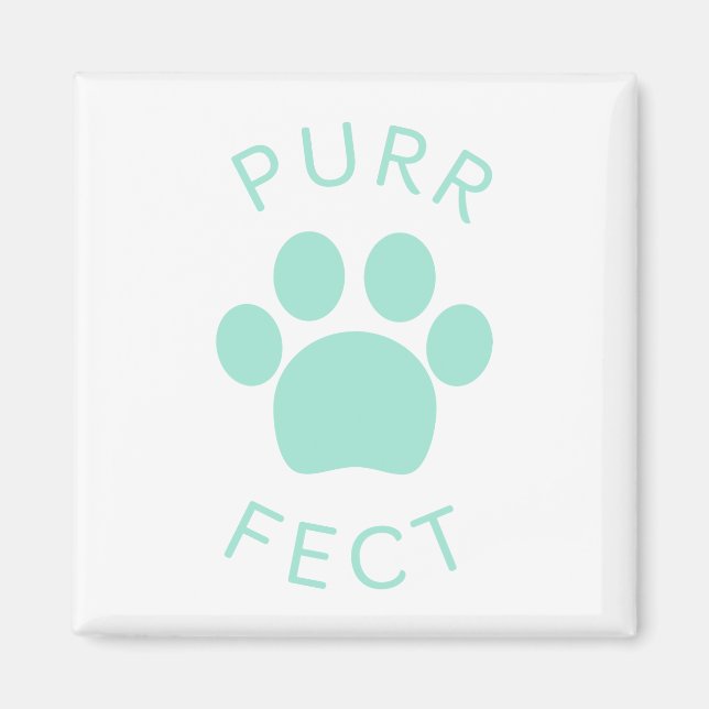 Cat Perfect Light Blue Purr Paw Print Magnet (Front)