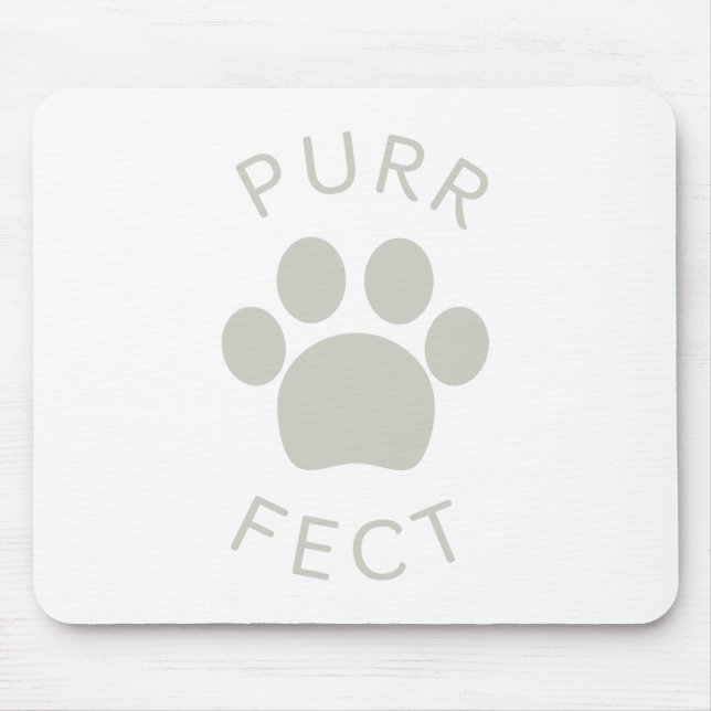 Cat Perfect Light Grey Purr Paw Print Mouse Pad (Front)
