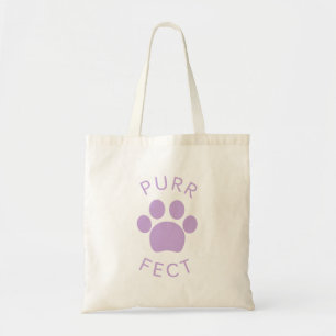 Cat Perfect Light Purple Purr Paw Print Tote Bag