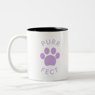 Cat Perfect Light Purple Purr Paw Print Two-Tone Coffee Mug