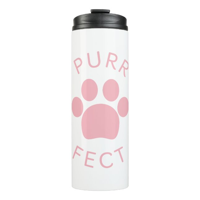 Cat Perfect Pink Purr Paw Print Thermal Tumbler (Front)