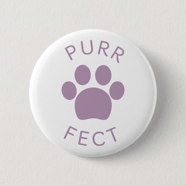 Cat Perfect Purple Purr Paw Print 6 Cm Round Badge (Front)