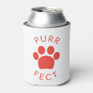Cat Perfect Red Purr Paw Print Can Cooler