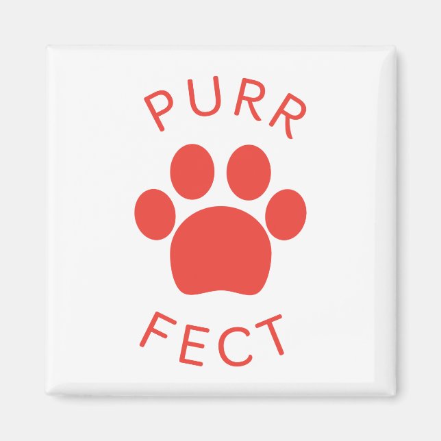 Cat Perfect Red Purr Paw Print Magnet (Front)