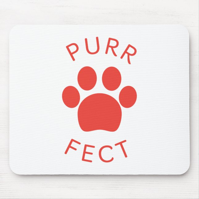 Cat Perfect Red Purr Paw Print Mouse Pad (Front)