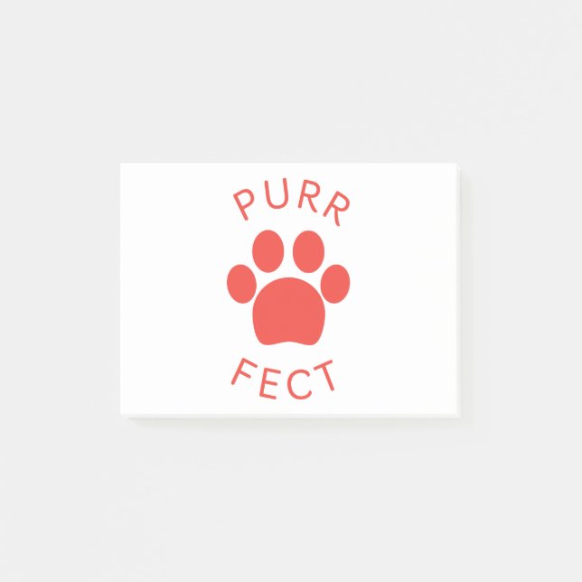 Cat Perfect Red Purr Paw Print Post-it Notes (Front)