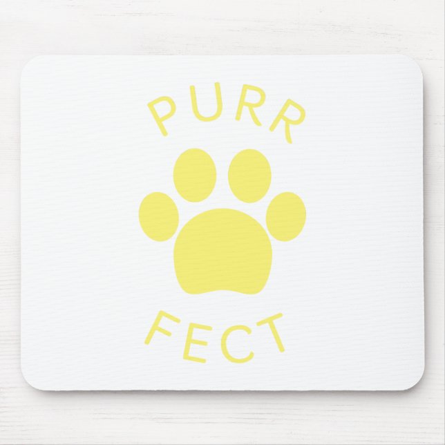 Cat Perfect Yellow Purr Paw Print Mouse Pad (Front)
