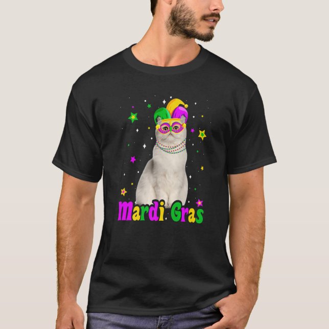 Cat Persian Mask Mardi Gras Carnivals Animals Cat T-Shirt (Front)