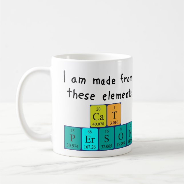 Cat Person periodic table name mug (Left)