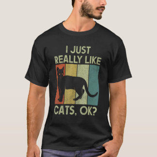Cat Person  Retro I Just Really Like Cats T-Shirt
