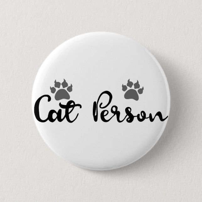 Cat Person Typography Art 6 Cm Round Badge (Front)
