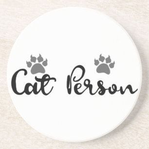 Cat Person Typography Art Coaster