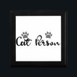 Cat Person Typography Art Gift Box<br><div class="desc">Cat Person cursive writing with images of 2 paws with claws on top. Original design for people that love cats.</div>