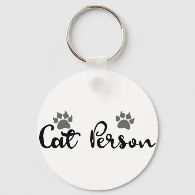 Cat Person Typography Art Key Ring (Front)